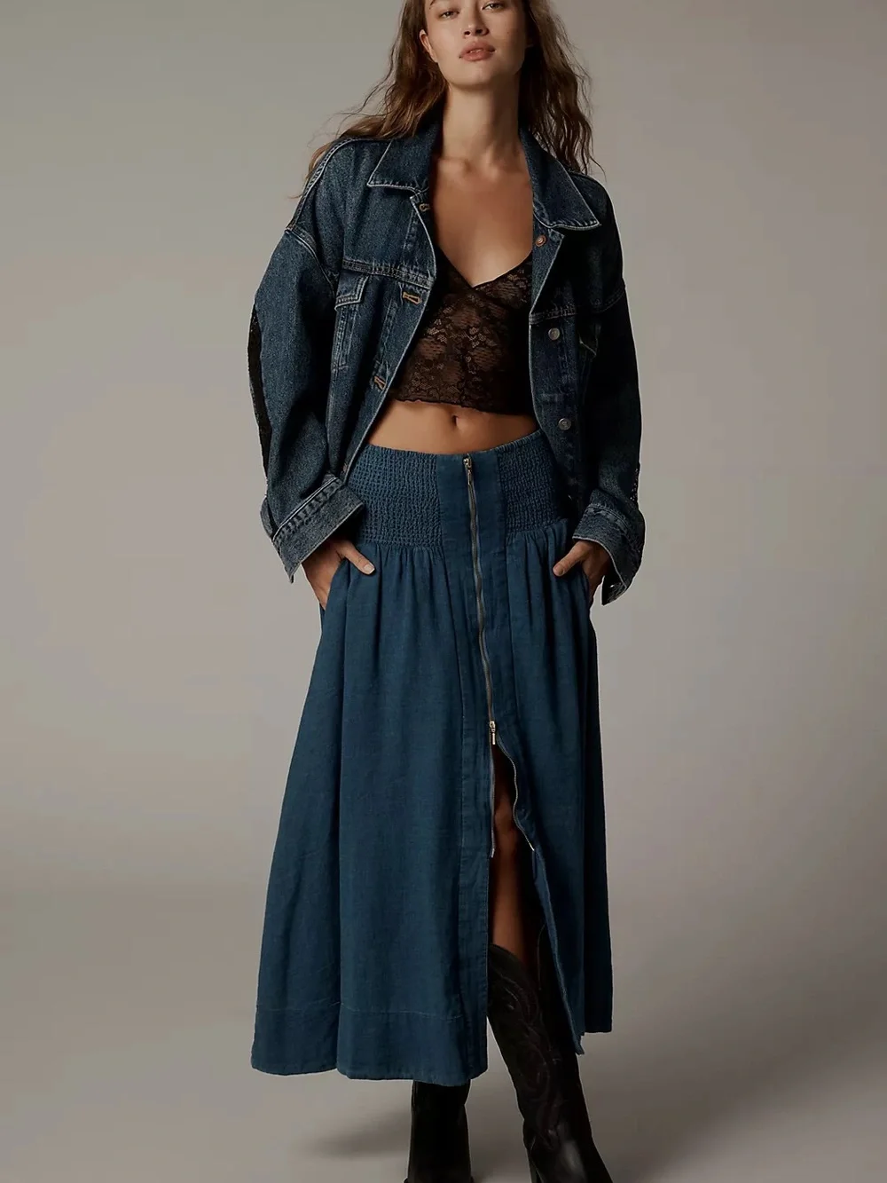 NWT Xl ~ Maeve | Tommie Zip-Front Midi Skirt/ Anthropologie | Size Xl